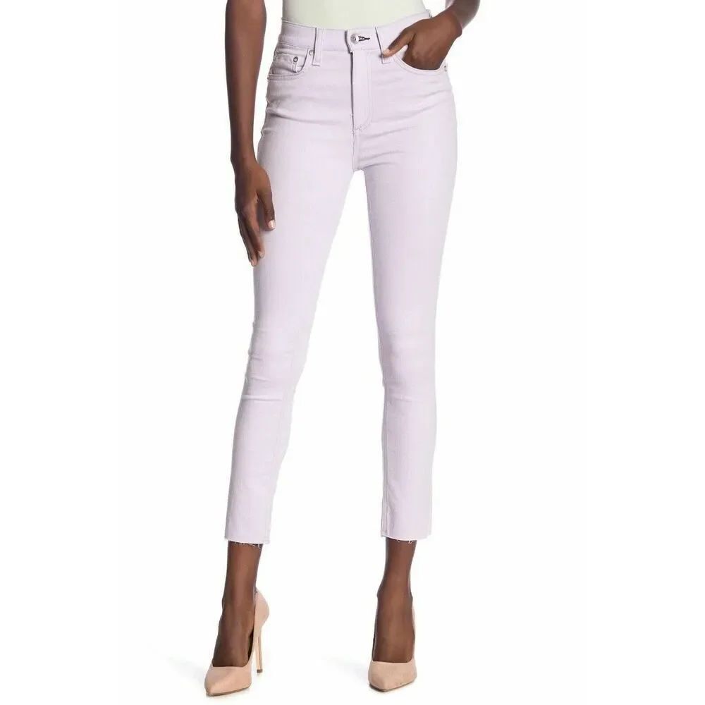 Rag & Bone High-Rise Ankle Crop Raw Hem Skinny Lilac Jeans Size 24 NWT